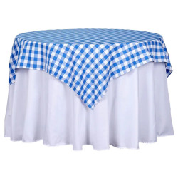 70x70 Table Overlay Square Tablecloth White/Blue - Gingham